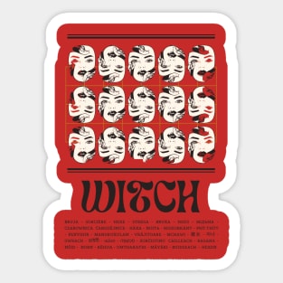 Witch in Different Languages Sticker